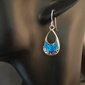 Sterling Silver and Blue Opal Teardrop Earrings